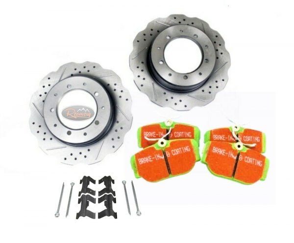LAND ROVER DEFENDER 90 PUMA - REAR PERFORMANCE WAVY DRILLED & GROOVED BRAKE KIT