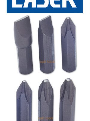 LASER 6 Piece Hand Impact Hammer Driver Screwdriver Bit Set Ph2/Ph3/Slot, 2180