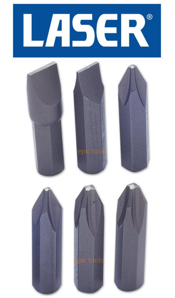 LASER 6 Piece Hand Impact Hammer Driver Screwdriver Bit Set Ph2/Ph3/Slot, 2180